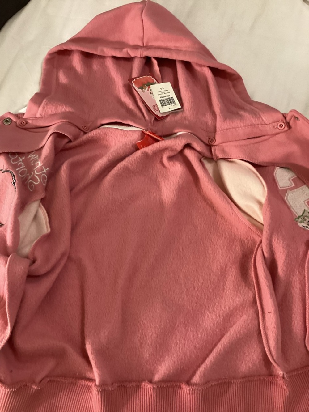 Strawberry Shortcake Pink Hooded Girls' Varsity Jacket - Picture 13 of 14